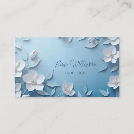 Witte 3D eenvoudige bloemen Visitekaartje (Voorkant)