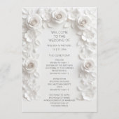 Witte 3D Rozen Bloemboog Programmakaart (Voorkant)