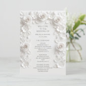 Witte 3D Rozen Bloemboog Programmakaart (Staand voorkant)