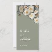 Witte 3D Rozen Salie Groen | Trouwprogramma (Voorkant)