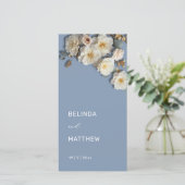 Witte 3D Rozen Stofblauw | Trouwprogramma (Staand voorkant)