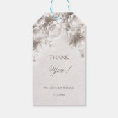 Witte 3D rozen trouw bedankt Cadeaulabel (Achterkant)