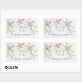 Witte 3D Rozen Trouw Dank Je Rechthoekige Sticker (Vel)