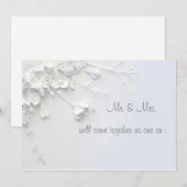 Witte 3D simpele bloem uitnodiging (Voorkant / Achterkant)