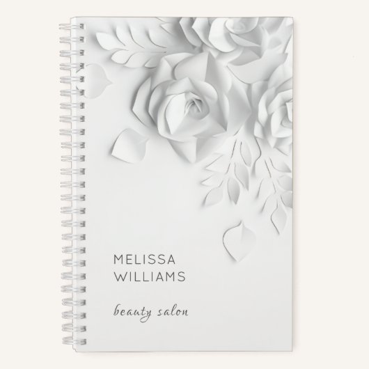 Witte 3D Simpele Bloemen Notitieboek (Voorkant)