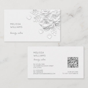 Witte 3D Simpele Bloemen Visitekaartje