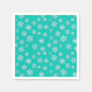 Witte 3D-sneeuwvlokken op een turquoise achtergron Servet