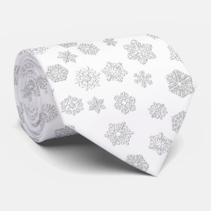 Witte 3D-sneeuwvlokken op een witte achtergrond Stropdas