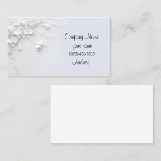 Witte 3D Visitekaartje met eenvoudige bloem (Voorkant / Achterkant)