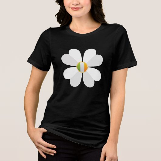 Witte 4 bladige klaver Tri-Blend shirt (Voorkant)