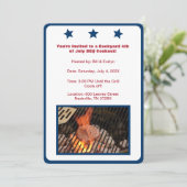 Witte 4 juli Hamburger Barbecue Uitnodiging (Staand voorkant)