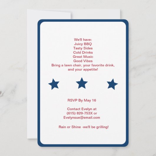 Witte 4 juli Hamburger Barbecue Uitnodiging (Achterkant)