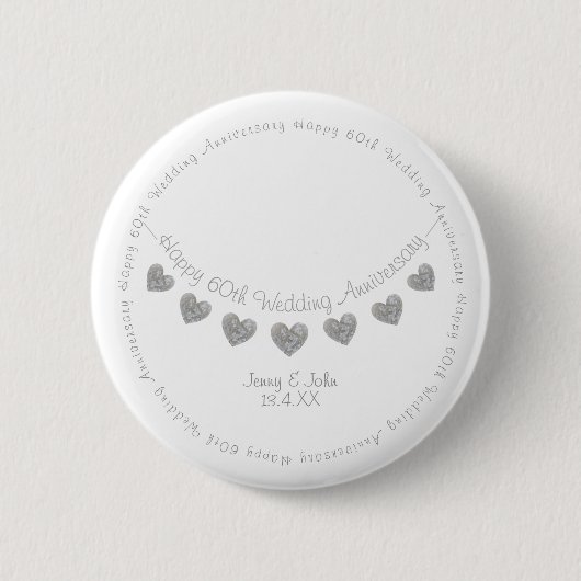 Witte 60e Ruitenwonden Jubileum Ronde Button 5,7 Cm (Voorkant)