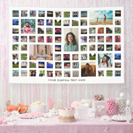 Witte 80 foto collage verjaardagsfeestje spandoek