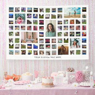 Witte 80 foto collage verjaardagsfeestje spandoek