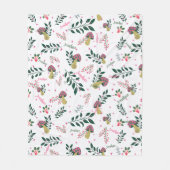 Witte Aangepaste Baby Naam en Paddenstoelen Bos Fleece Deken (Voorkant)
