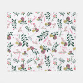 Witte Aangepaste Baby Naam en Paddenstoelen Bos Fleece Deken (Voorkant (Horizontaal))