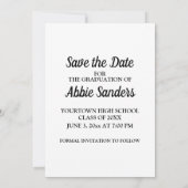Witte aangepaste kleur afstudeerfoto save the date kaart (Achterkant)