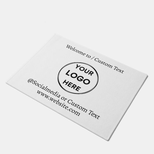 Witte aangepaste Logo Moderne Minimale Business Deurmat (Schuin)