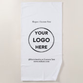 Witte aangepaste Logo Moderne Minimale Business Strandlaken (Voorkant)
