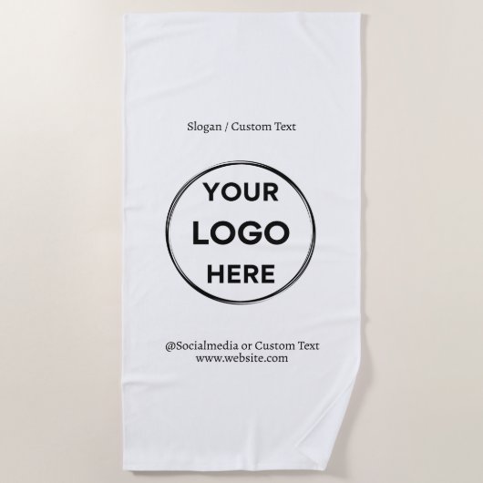 Witte aangepaste Logo Moderne Minimale Business Strandlaken (Voorkant)