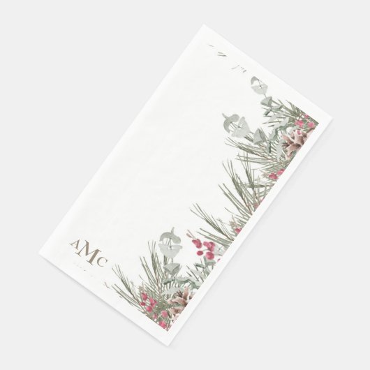 Witte Aangepaste Monogram Kerstvakantie Servet (Hoek)