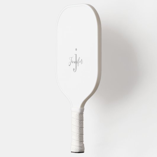 Witte Aangepaste Naam Monogram Initialen Eenvoudig Pickleball Paddle (Links)