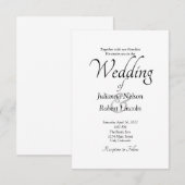 Witte aangepaste trouwuitnodiging kaart (Voorkant / Achterkant)