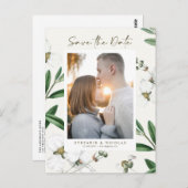  witte aanjager Botanische foto Sla de datum op Briefkaart (Voorkant / Achterkant)