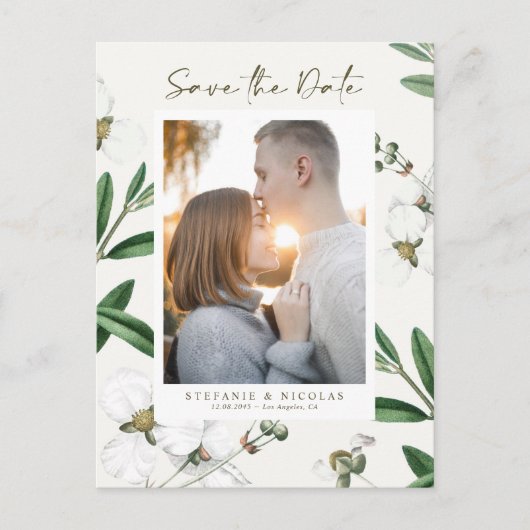  witte aanjager Botanische foto Sla de datum op Briefkaart (Voorkant)