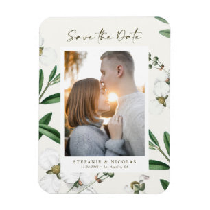  witte aanjager Botanische foto Sla de datum op Magneet