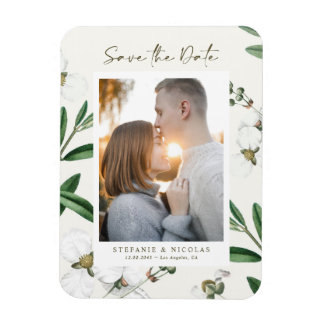  witte aanjager Botanische foto Sla de datum op Magneet