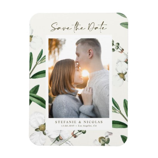  witte aanjager Botanische foto Sla de datum op Magneet (Verticaal)