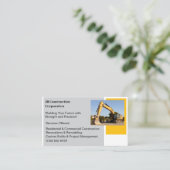 Witte Aannemer Gele Bouw Bulldozer Visitekaartje (Staand voorkant)