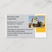 Witte Aannemer Gele Bouw Bulldozer Visitekaartje (Voorkant)