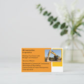 Witte Aannemer Gele Bouw Bulldozer Visitekaartje (Staand voorkant)