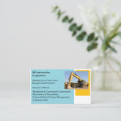 Witte Aannemer Gele Bouw Bulldozer Visitekaartje (Staand voorkant)