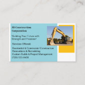 Witte Aannemer Gele Bouw Bulldozer Visitekaartje (Voorkant)