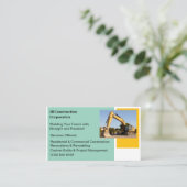 Witte Aannemer Gele Bouw Bulldozer Visitekaartje (Staand voorkant)