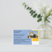 Witte Aannemer Gele Bouw Bulldozer Visitekaartje (Staand voorkant)