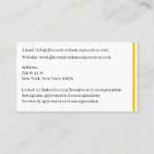 Witte Aannemer Gele Bouw Bulldozer Visitekaartje (Achterkant)