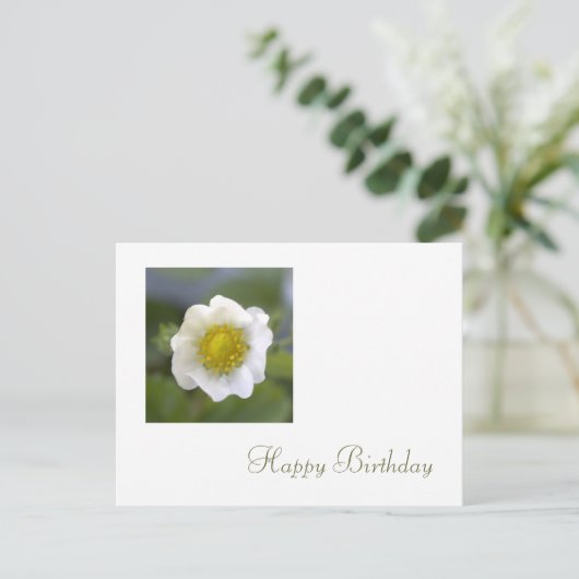 witte aardbei - bloem - verjaardag briefkaart (Staand voorkant)