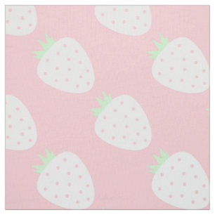 witte aardbei pastel roze fruitprint stof