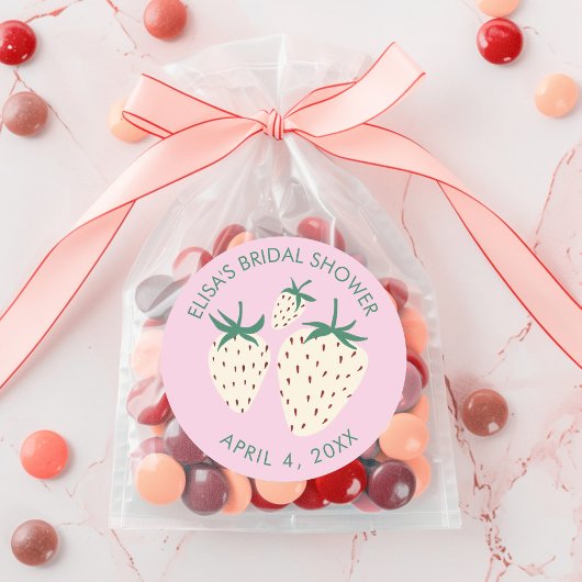 Witte Aardbei Pineberry BRUIDSSLUIER Custom Ronde Sticker