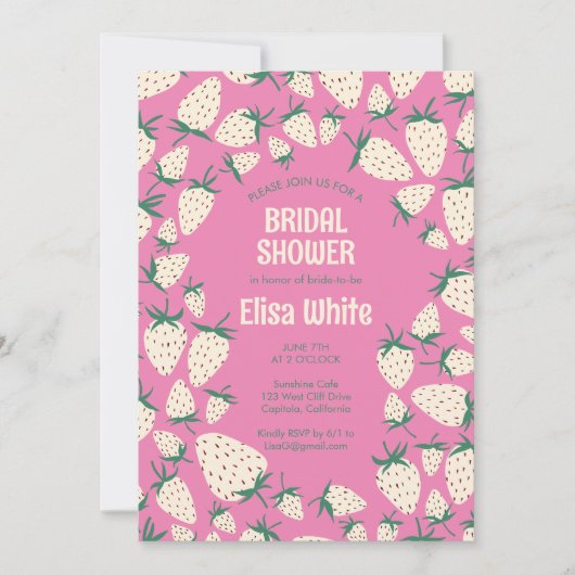 Witte Aardbei Pineberry CUSTOM Vrijgezellenfeest Kaart (Voorkant)