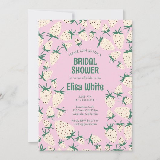 Witte Aardbei Pineberry CUSTOM Vrijgezellenfeest Kaart (Voorkant)