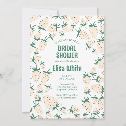 Witte Aardbei Pineberry CUSTOM Vrijgezellenfeest Kaart (Voorkant)