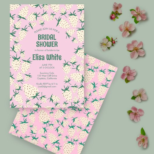 Witte Aardbei Pineberry CUSTOM Vrijgezellenfeest Kaart