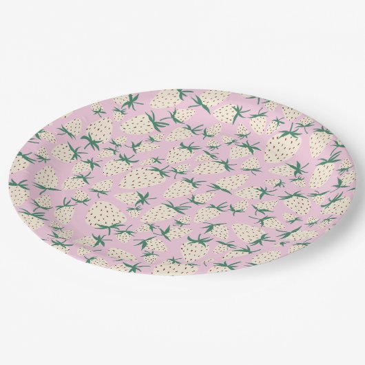 Witte Aardbei Pineberry CUSTOM VRIJGEZELLENFEEST Papieren Bordje (Gekanteld)