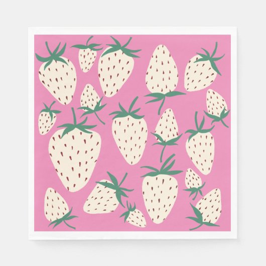 Witte Aardbei Pineberry CUSTOM Vrijgezellenfeest Servet (Voorkant)